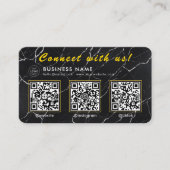 Luxuriöser schwarzer Marmor 3 QR-Code Multi-Social Visitenkarte (Vorderseite)