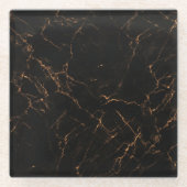 Luxuriöser schwarzer Marmor: Elegante Textur Glasuntersetzer (Vorderseite)