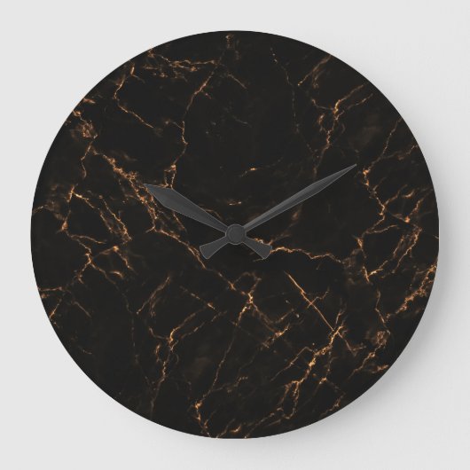 Luxuriöser schwarzer Marmor: Elegante Textur Große Wanduhr (Vorderseite)