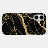 Luxuriöser schwarzer Marmor mit goldenen Adern Case-Mate iPhone Hülle (Rückseite (Horizontal))