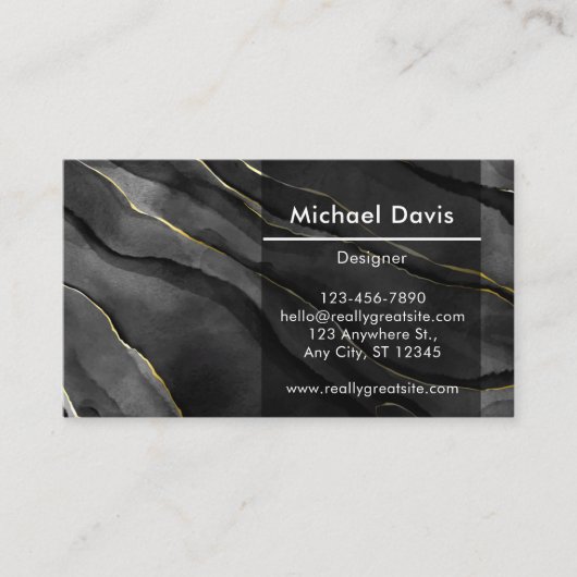 Luxuriöser schwarzer Marmor mit Logo Visitenkarte (Vorderseite)