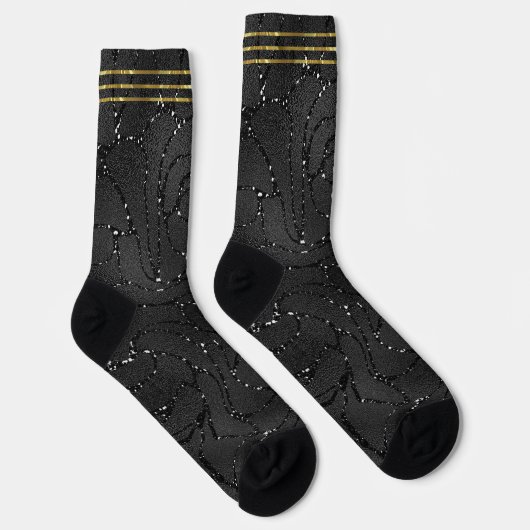 Luxuriöser schwarzer monochromatischer Glasuntergr Socken (Rechts)