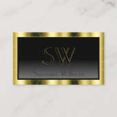 Luxuriöser schwarzer Rahmen mit Monogramm Visitenkarte (Vorderseite)