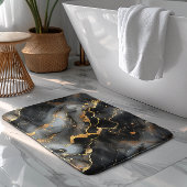 Luxuriöser schwarzer und goldfarbener Marmorboden Badematte