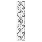 Luxuriöser schwarzer und weißer Damast Kurzer Tischläufer (Vorderseite)