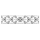 Luxuriöser schwarzer und weißer Damast Kurzer Tischläufer (Horizontal)