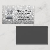 Luxuriöser Silber Glitzer Dog Paw Pet Grooming Ser Visitenkarte (Vorne/Hinten)