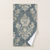 Luxuriöser SilberDamast auf blauem Hintergrund Badhandtuch Set (Handtuch)