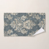 Luxuriöser SilberDamast auf blauem Hintergrund Badhandtuch Set (Handtuch)