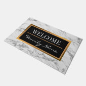 Luxuriöser Silbermarmor Glitzer Maßgeschneidert Tü Fußmatte (Schrägansicht)