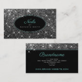 Luxuriöser Silberner Glitzer Luminous Stars Elegan Visitenkarte (Vorne/Hinten)