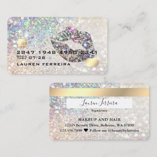 Luxuriöser Stil der Diamond Glitzer Kreditkarte Visitenkarte (Vorne/Hinten)