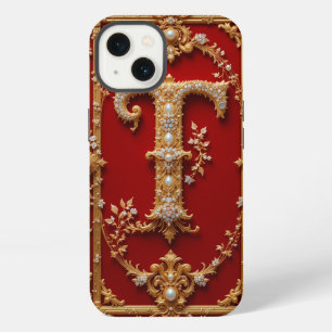 Luxuriöser Verzierte Goldbuchstabe T iPhone 13 Hülle
