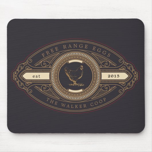 luxuriöser, Vintager Hähnchenfarm Mousepad (Vorne)