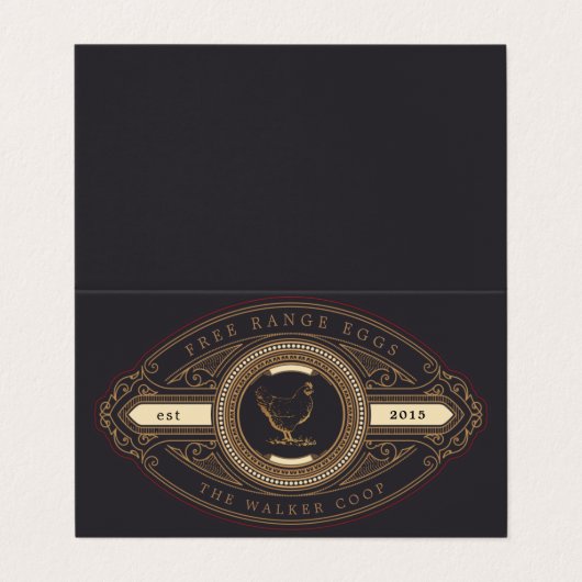 luxuriöser, Vintager Hähnchenfarm Visitenkarten (Außenseite Aufgefaltet)