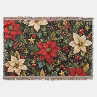 Luxuriöser Weihnachts-Blumenmuster mit Weihnachtss Decke