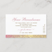 Luxuriöser weißer Rosa goldfarbener Sparkle Glitze Visitenkarte (Rückseite)