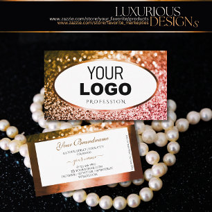 Luxuriöser White Golden und Rose Gold Glitzer Log Visitenkarte