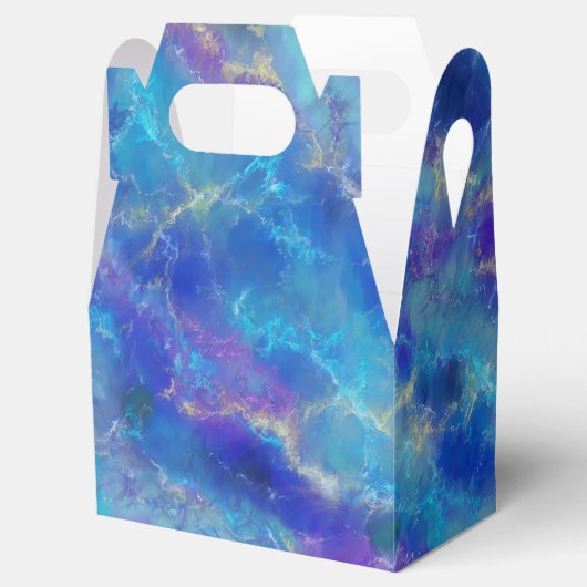 Luxuriöses Abstraktes blaues Marmormuster Geschenkschachtel (Geöffnet)