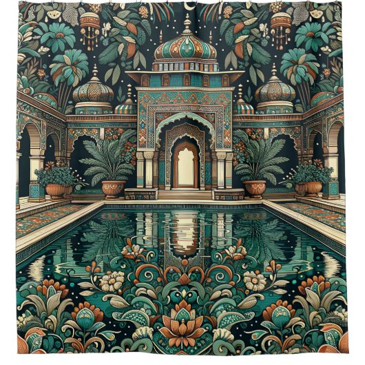 "Luxuriöses Anwesen: Art Deco Indoor Pool" Duschvorhang (Vorderseite)