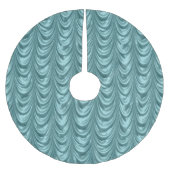 Luxuriöses Aqua mit Rüschen besetztes Satin Polyester Weihnachtsbaumdecke (Vorderseite)