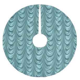 Luxuriöses Aqua mit Rüschen besetztes Satin Polyester Weihnachtsbaumdecke
