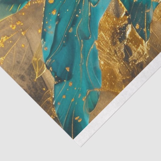 Luxuriöses Aquamarin- und Goldpapier für botanisch Seidenpapier (Ausschnitt)