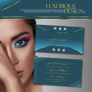 Luxuriöses Aquamarine mit Gold Decor Juwelen und M Visitenkarte