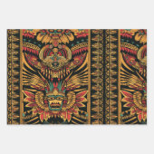 Luxuriöses Aquamarines "Aztec Dream" glänzendes Wr Geschenkpapier Set (Vorderseite 2)