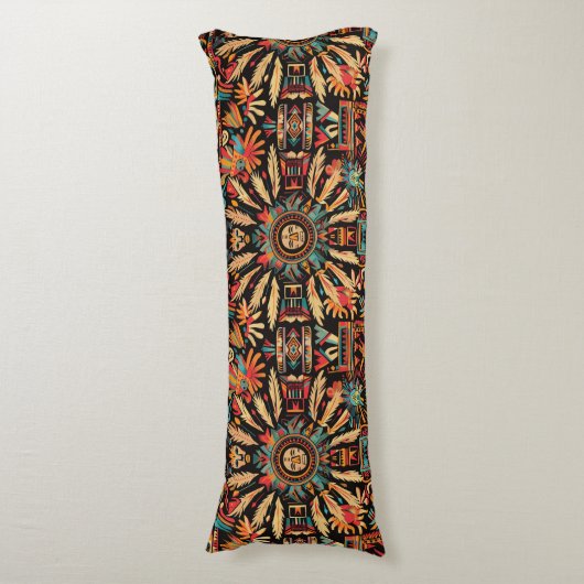 Luxuriöses Aquamarines "Aztec Dream" Plush Body Pi Seitenschläferkissen (Vorderseite Vertikal)