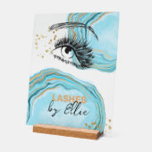Luxuriöses Aquamarines Gold-Marmor Lash Extension Acrylschild (Winkel)