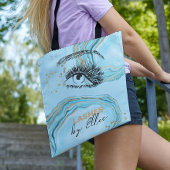 Luxuriöses Aquamarines Gold-Marmor Lash Extension  Tasche