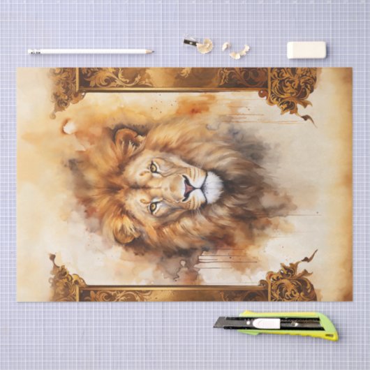 Luxuriöses Aquarellbild mit Verziertem Rahmen Seidenpapier (Handwerk)