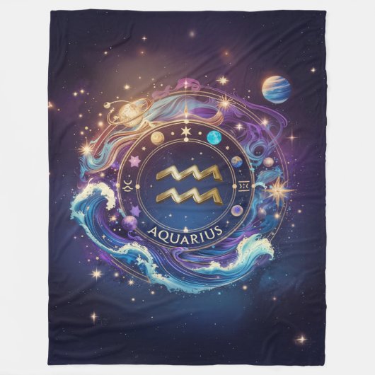 Luxuriöses Aquarius Zodiac Fleece Blanket (Vorderseite)