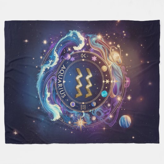 Luxuriöses Aquarius Zodiac Fleece Blanket (Vorderseite (Horizontal))