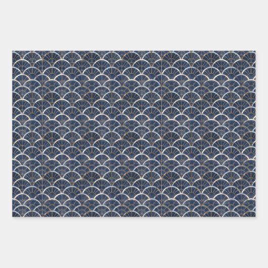 Luxuriöses Art Deco Tile mit Metallic Silver Lines Geschenkpapier Set (Vorderseite 3)