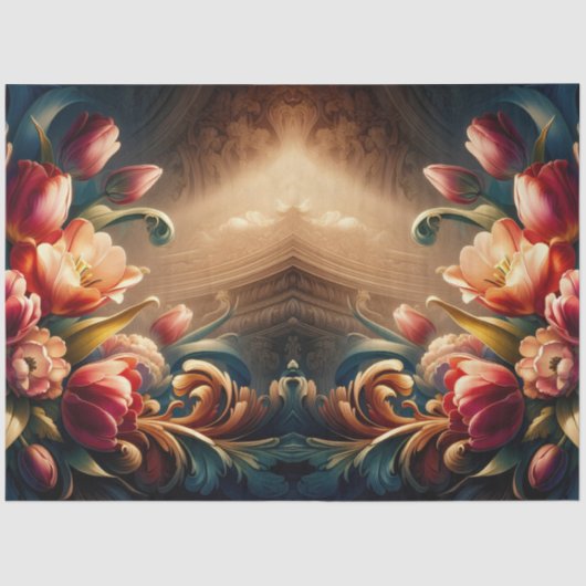 Luxuriöses ätherisches Barock floral Decoupage Seidenpapier (Vorderseite)