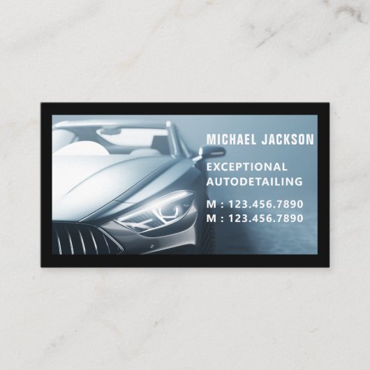 Luxuriöses Auto mit detaillierter Kfz-Reinigung Re Visitenkarte (Vorderseite)