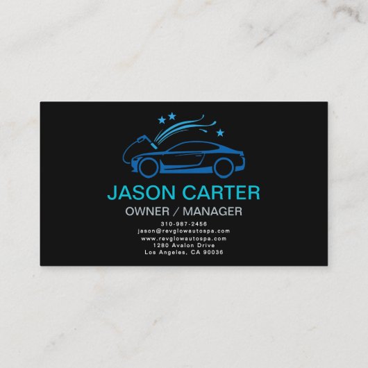 Luxuriöses Auto Wash & Detailing Blue Modern Visitenkarte (Rückseite)