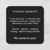 Luxuriöses Auto zur Reinigung von Kraftfahrzeugen Quadratische Visitenkarte (Rückseite)