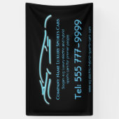 Luxuriöses Autologo - Ice Blue Sports Car auf schw Banner (Vertikal)