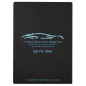 Luxuriöses Autologo - Ice Blue Sports Car auf schw Klemmbrett (Rückseite)