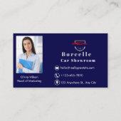 Luxuriöses Autologo - Red Sportscar auf blau Visitenkarte (Rückseite)