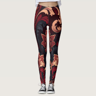 Luxuriöses Barock Blumen-Swirbel-Musterdesign Leggings