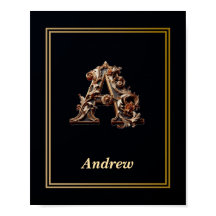 Luxuriöses Barock Buchstabe A Monogramm Poster