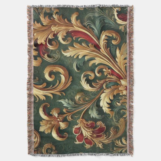 Luxuriöses Barock Damask Muster Decke (Vorderseite Vertikal)