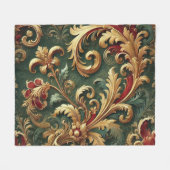 Luxuriöses Barock Damask Muster Fleecedecke (Vorderseite (Horizontal))