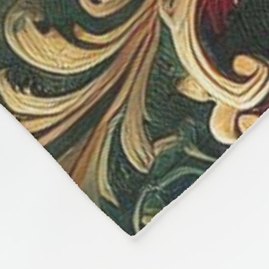 Luxuriöses Barock Damask Muster Fleecedecke (Ecke)