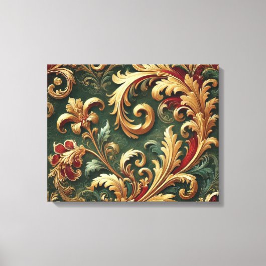 Luxuriöses Barock Damask Muster Leinwanddruck (Vorderseite)