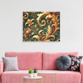 Luxuriöses Barock Damask Muster Leinwanddruck (Insitu (Wohnzimmer))
